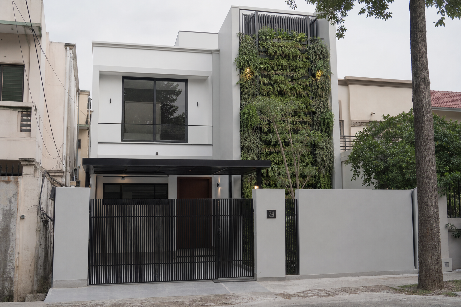 5 Marla minimalist modern house design with vertical garden wall, Model Town Lahore